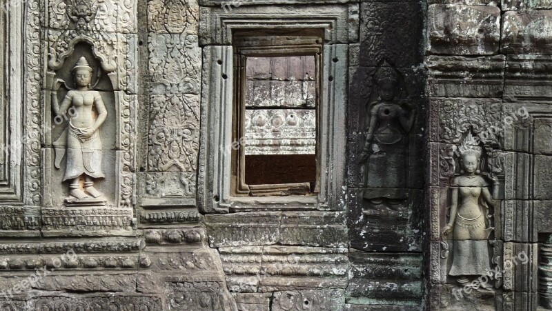 Cambodia Temple Angkor Statue Ruins