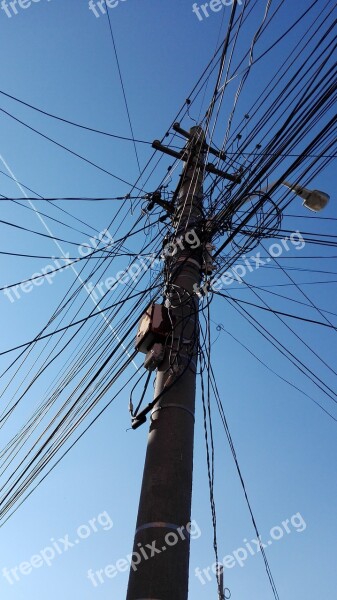 Cables Pole Sky Free Photos