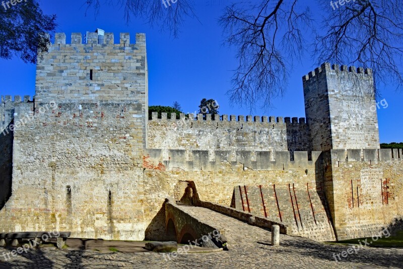 Lisbon Portugal Castle Of Sao Jorge Castle Ruin