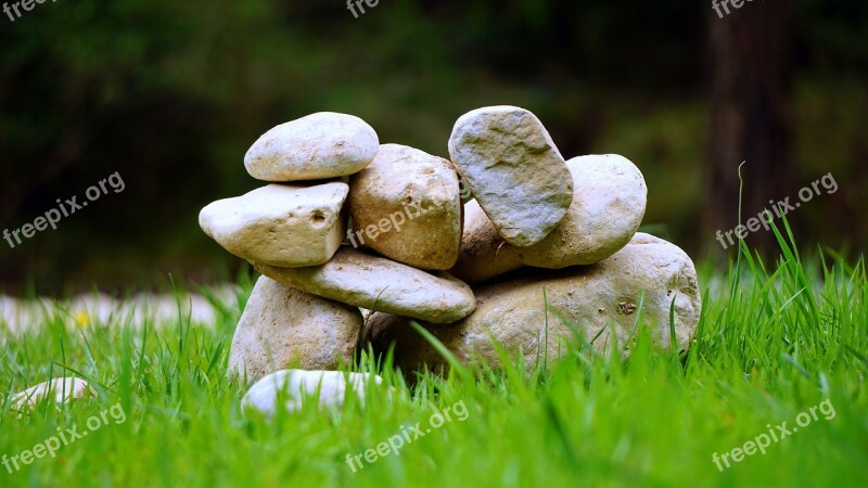 Stones Mound Balance Boundary Stone Meditation