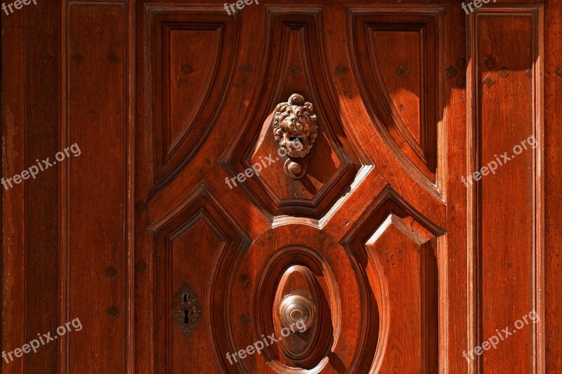 Door Wood Old Handle Copper