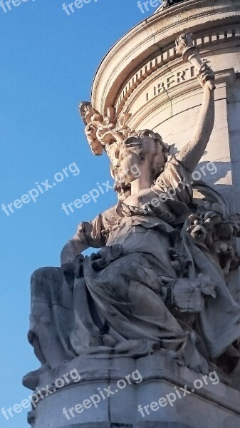 Paris Place Republic Fountain Sculpture