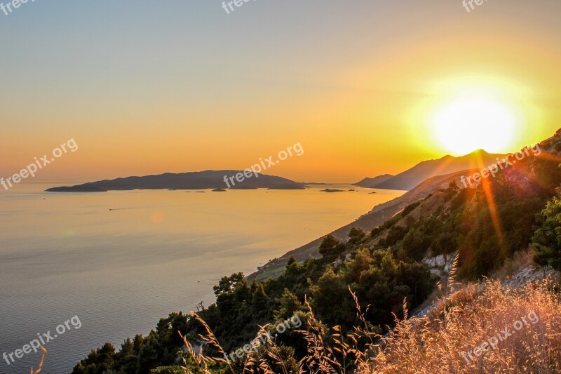 Sunset Dalmatia Pelješac Croatia Sea