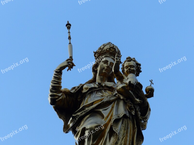 Marian Column Munich Marienplatz Bavaria Figure