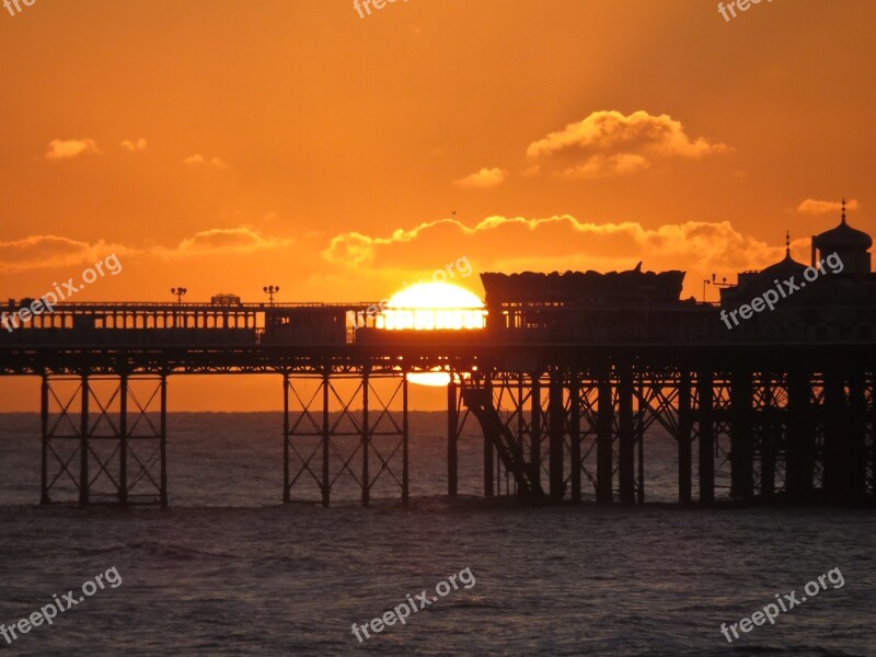 Sunrise Brighton Brighton Palace Pier Beach Sky