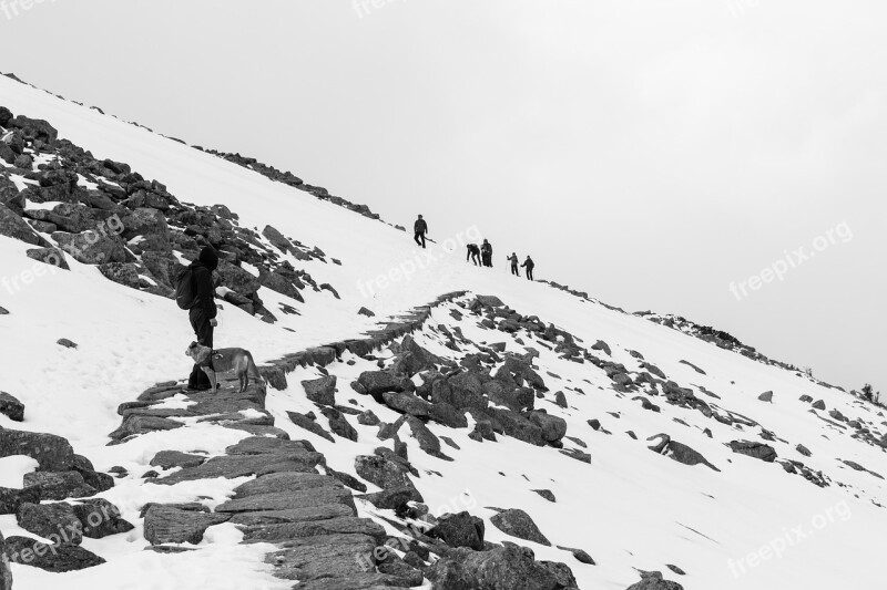 Mountain Mountaineering Giant Mountains Snow Slippery