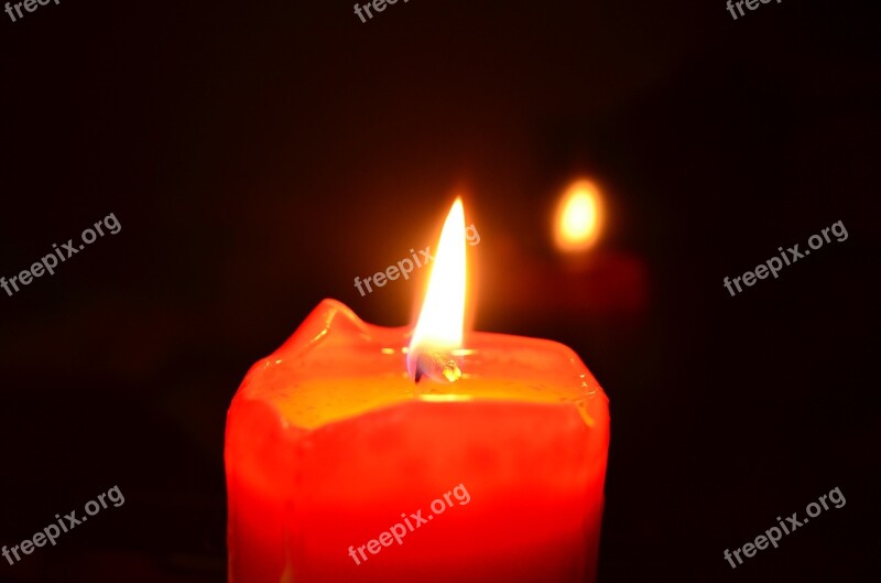 Candle Burns Reflection Red Candle Black