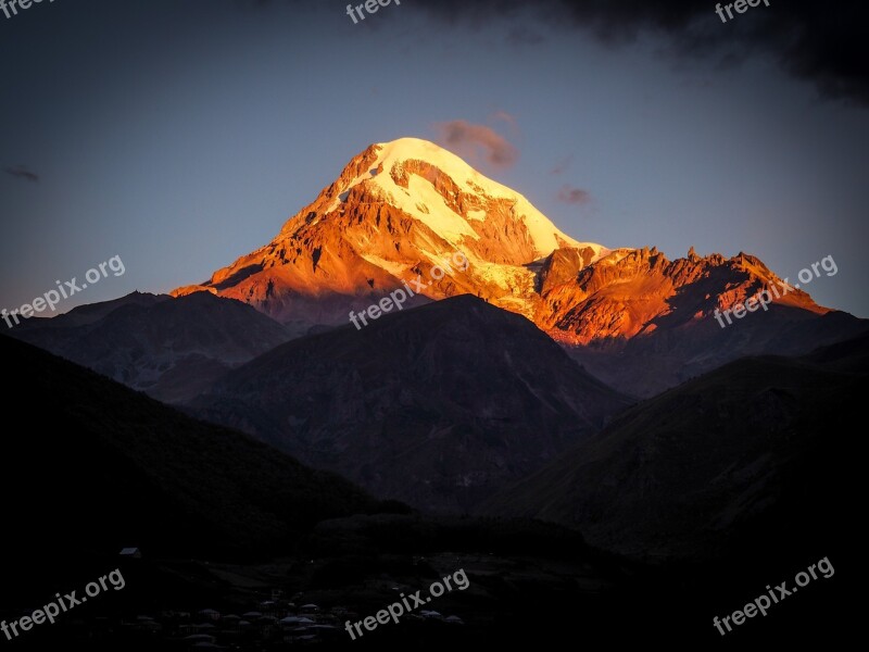 Kazbek Mountain Snow Slope Georgia Dawn