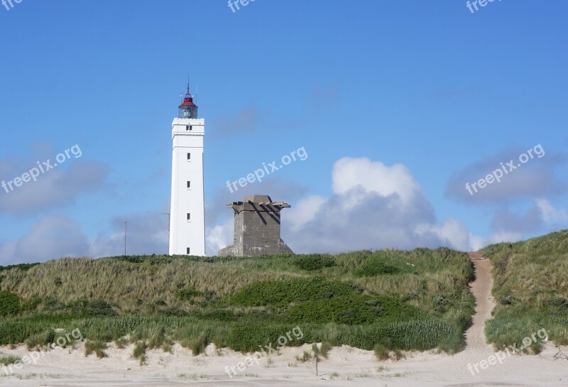 Blue Water Lighthouse Natural Denmark Dunes