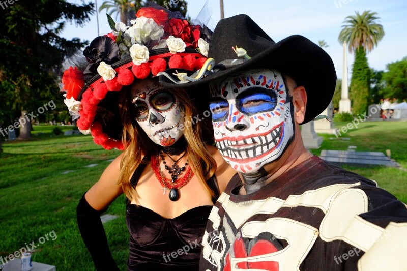 Day Of The Dead Flowers Hollywood Cemetery Makeup Skull