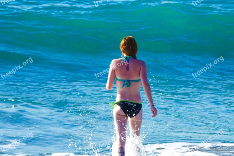 Woman Beach Beautiful Sea Bikini