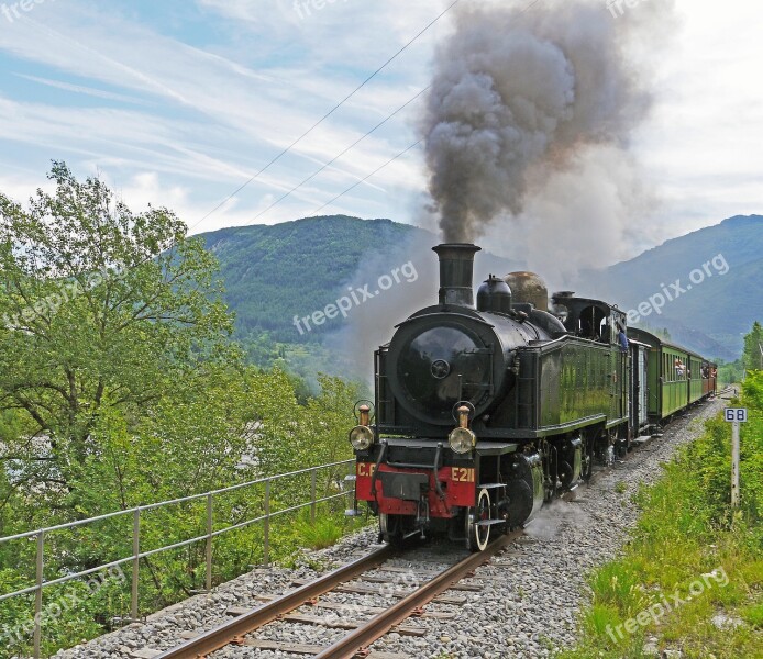 Steam Locomotive Narrow Gauge Nostalgia Ride South Of France Maritime Alps