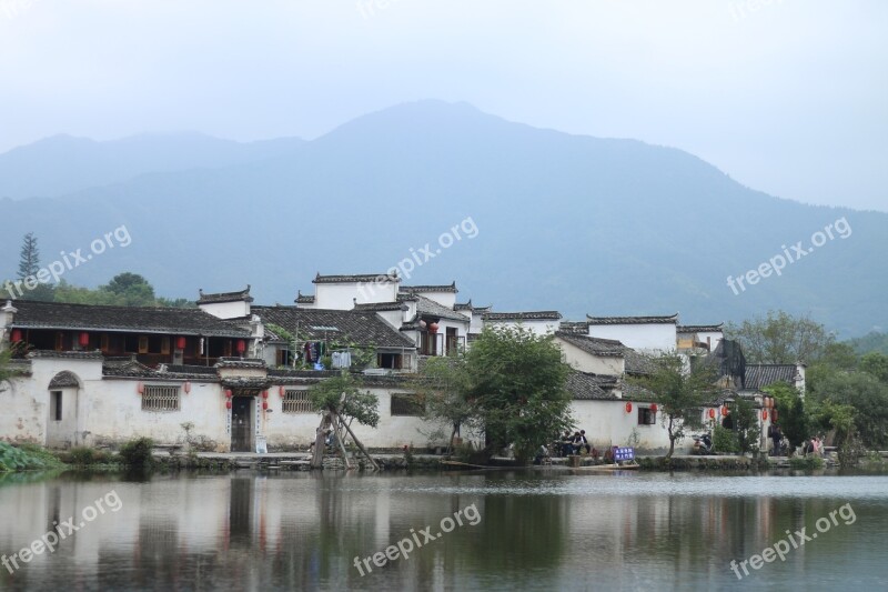 The Ancient Village Ink Landscape Free Photos