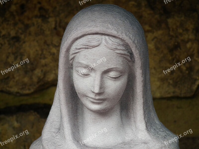 Statue Madonna White Christian Sculpture