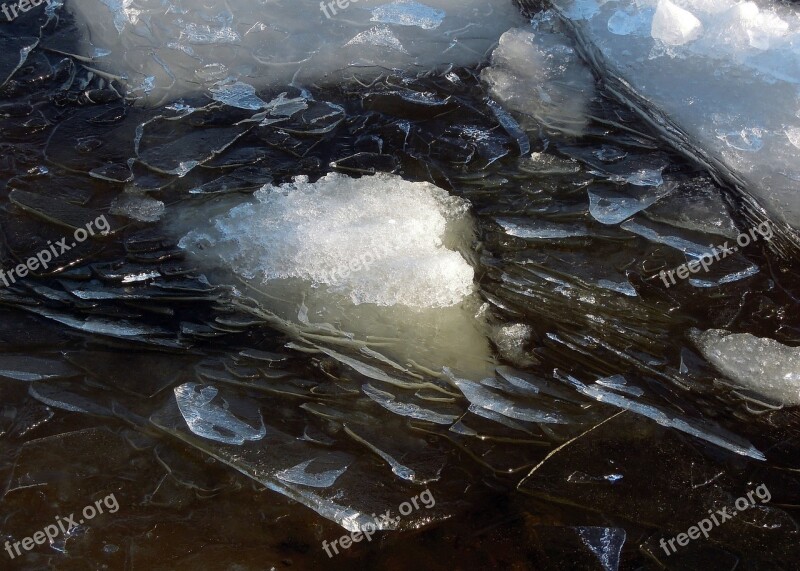 Ice Floe Melts Ice April Spring