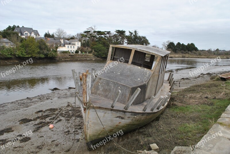 Boat Port Brittany Ruin Abandonment