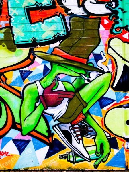 Graffiti Hat Frog Decoration Painted