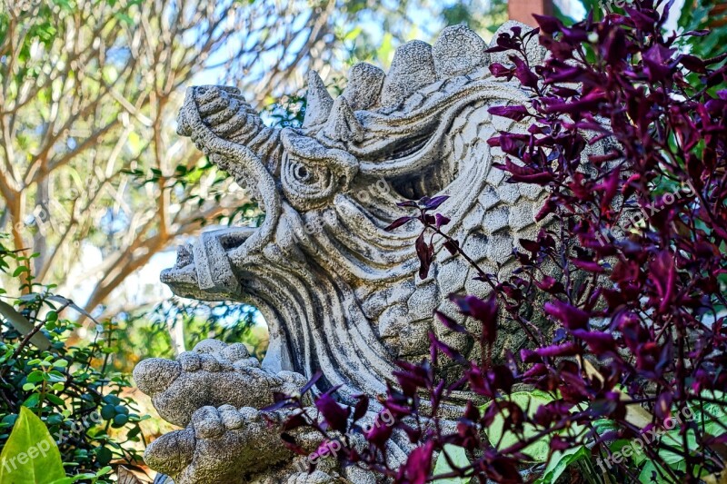 Statue Dragon Garden Culture Sculpture