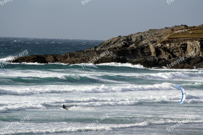 Surfer Windsurfer Water Sports Atlantic Cornwall