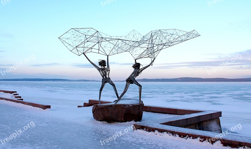 Karelia Petrozavodsk Lake Onega Fishermen Metal Sculpture