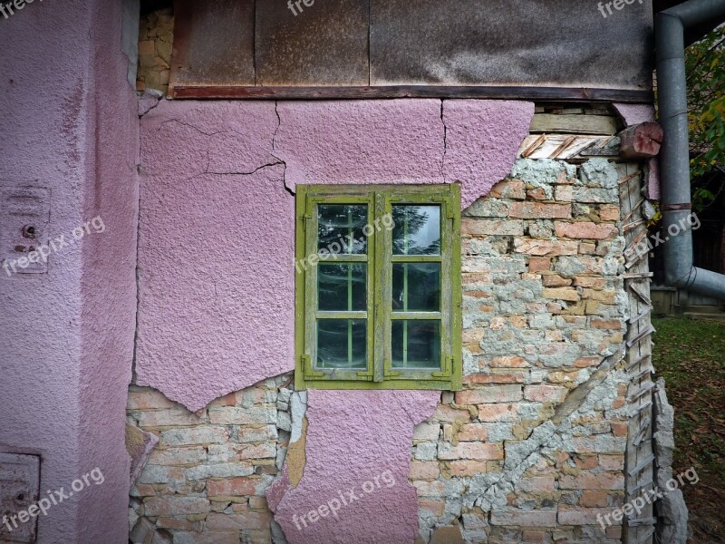 Window Pink Green House Old