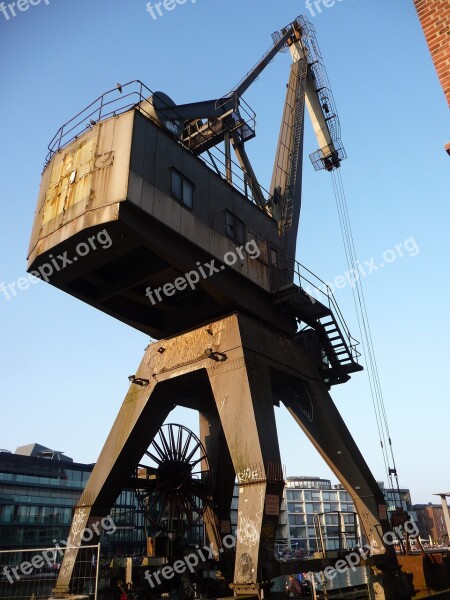 Harbour Crane Evening Sky Old Port