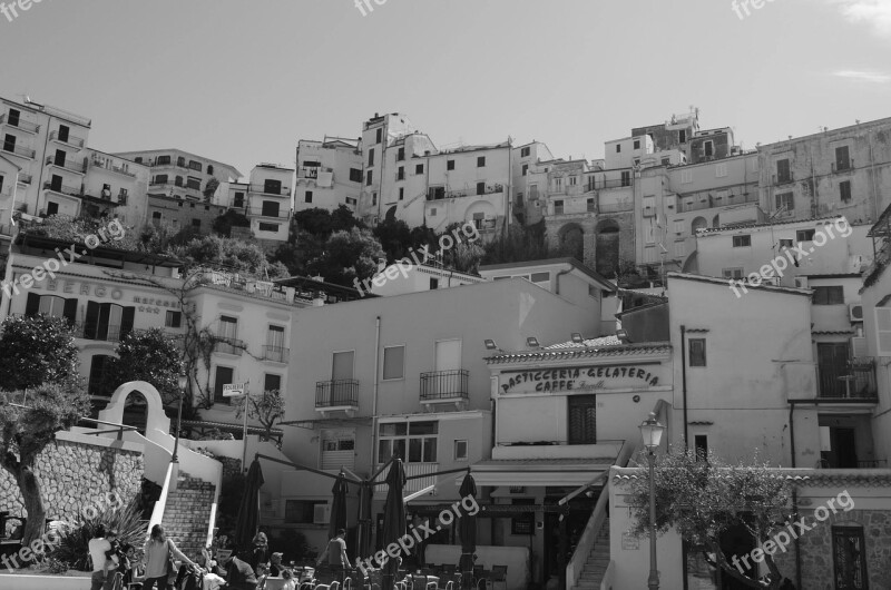 White Black Country Old Town Sperlonga Architecture