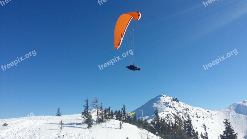 Paraglider Mountains Snow Mountain Sport