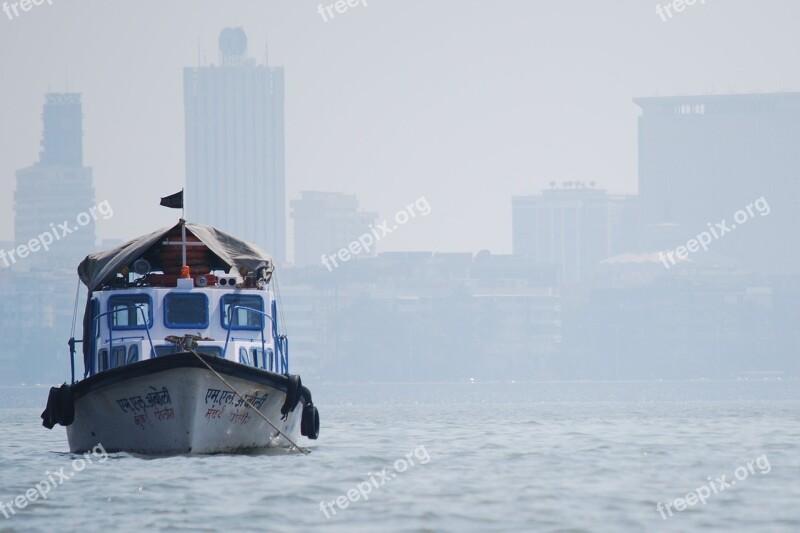 Boat Mumbai Bay Asia Ocean