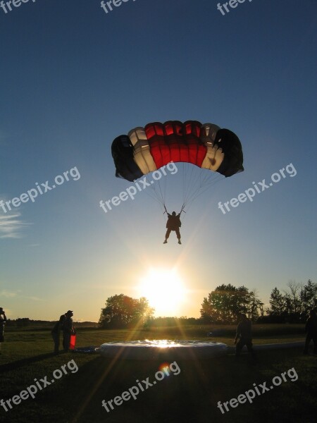 Skydiving Parachute Parachutist Sport Sunset