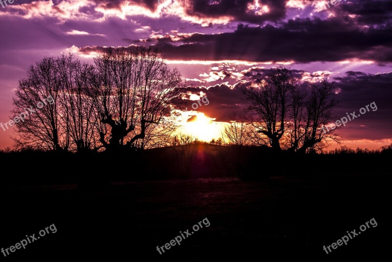 Villaverde Del Monte Oak Soria Sunset Clouds