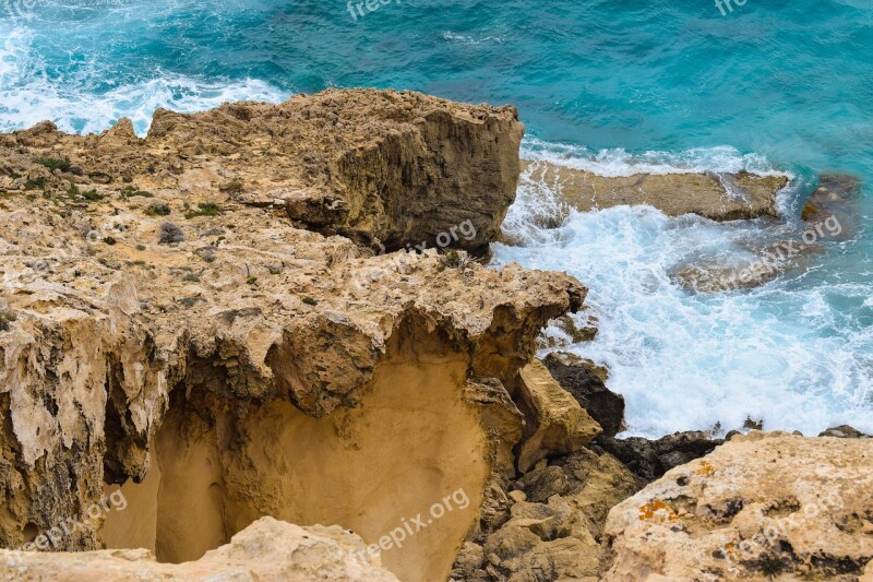 Rocky Coast Cliff Sea Waves Nature