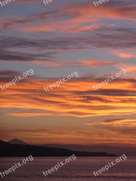 Sunset Fire Clouds Sky Horizon