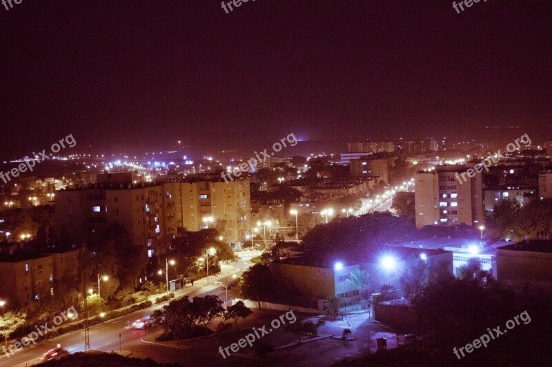 City Lights Old Building Night