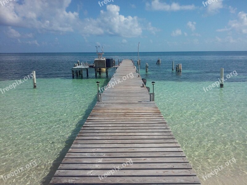 Beach Pier Ocean Sea Clear Water