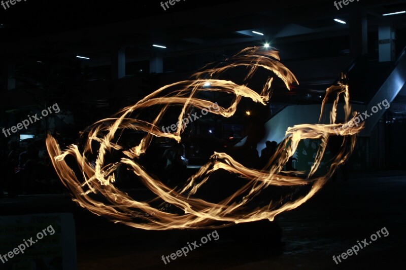 Light Painting Fire Dancing Fire Light Night