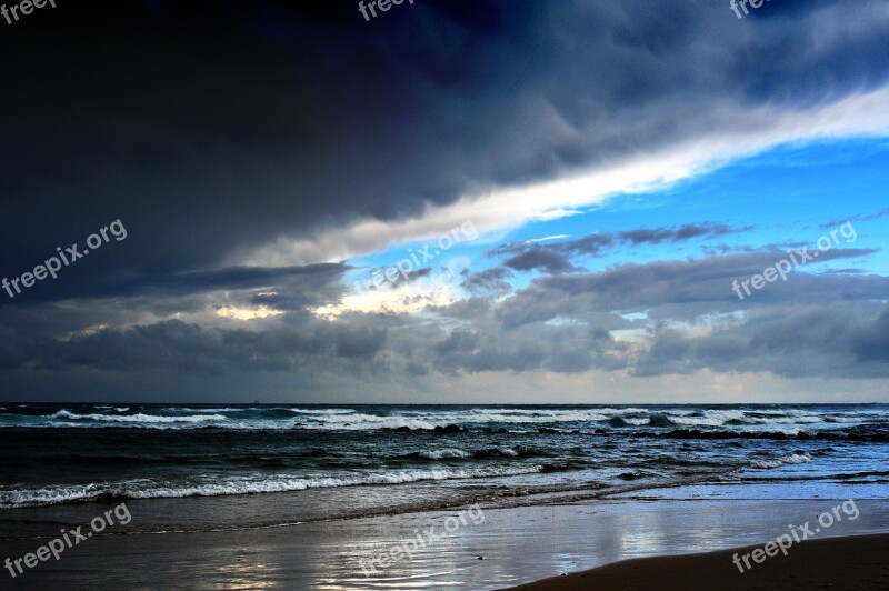 Sea Clouds Sky Lightning Cloud Blue Sky