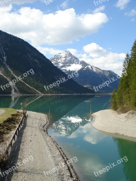 Landscape Lake Mirroring Haldensee Mountain