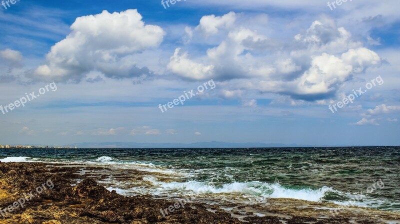 Seascape Scenery Sea Sky Clouds