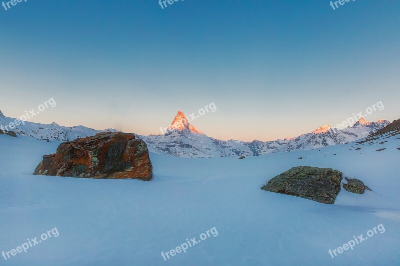 Zermatt Switzerland Mountains Snow Winter