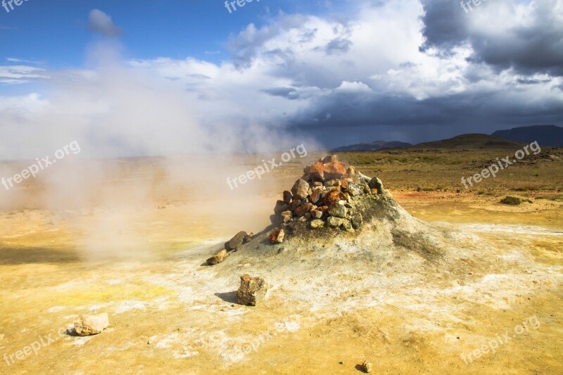 Iceland Sulfur Steam Volcano Area Heiss