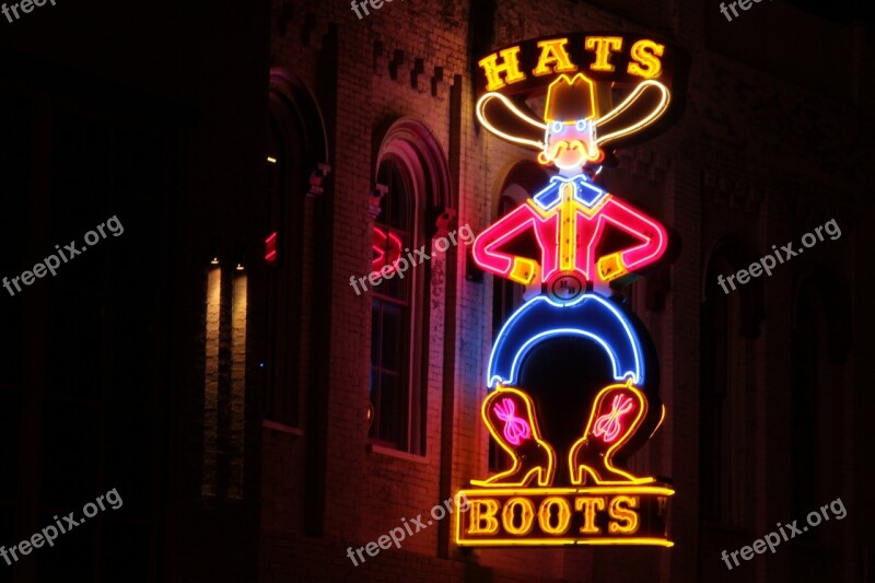 Hats Boots Nashville Tennessee Neon Sign