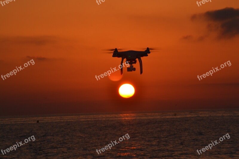 Drone Sunset Sea Nature Sky