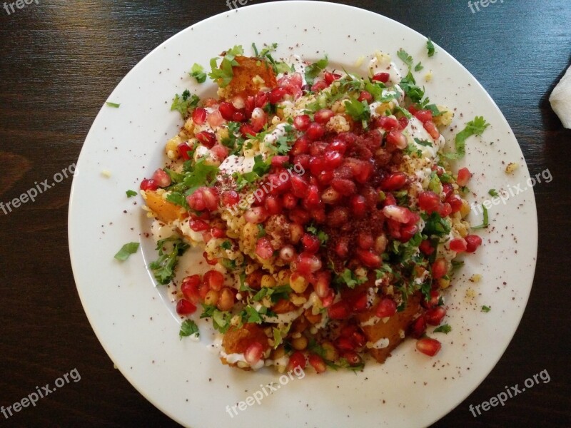 Food Salad Pomegranate Seeds Indian Cuisine Plate