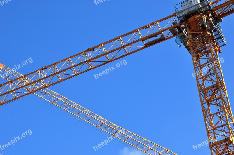 Construction Cranes Crane Baukran Site Construction Work