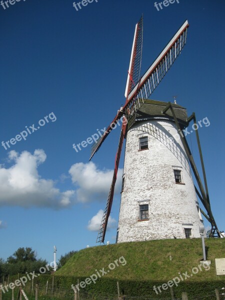 Wind Mill Blue Sky Mill Blades Historic Building Free Photos