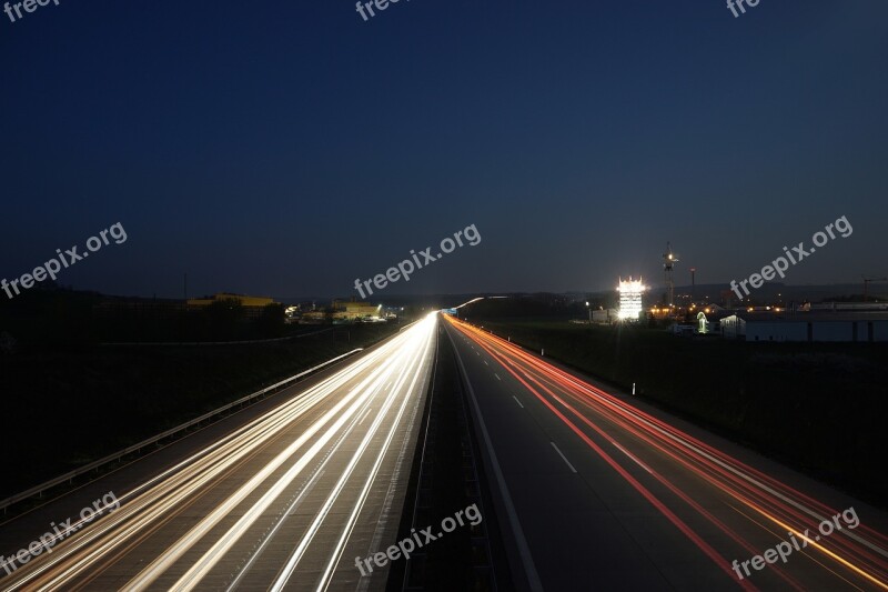 Highway Evening Night Long Exposure Traffic