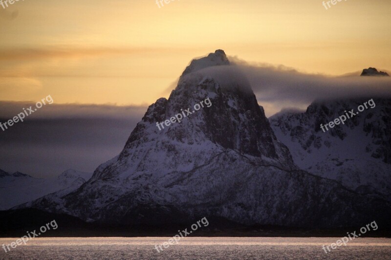 Norway Raftsund Ship Hurtigruten Mountains