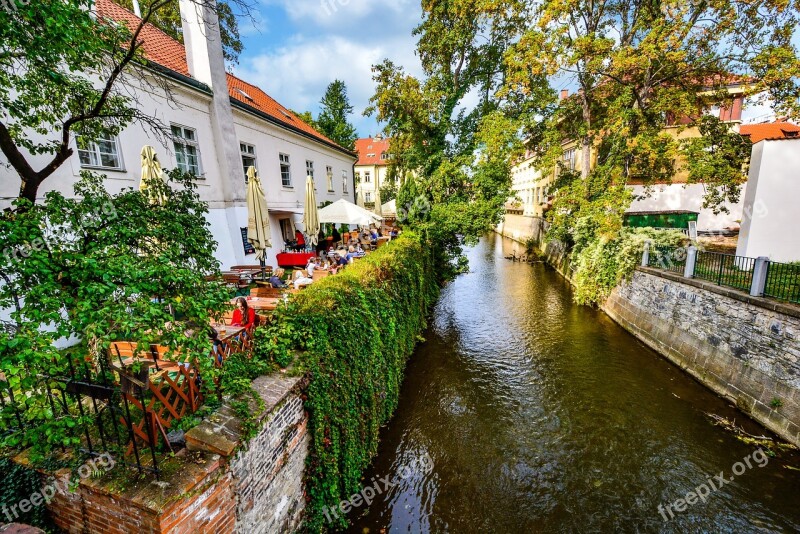 Cafe Prague Czech Canal River