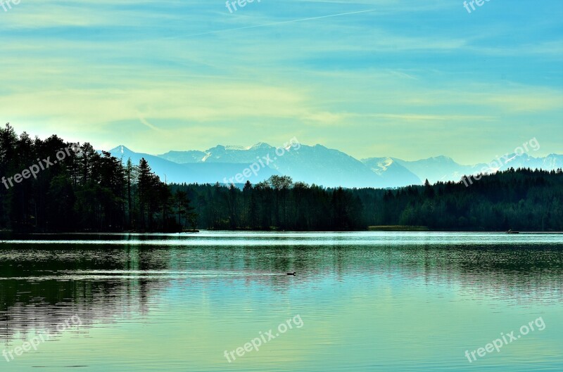 Landscape Easter Lake Iffeldorf Romantic Mountains